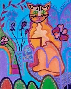 Pretty Kitty, an acrylic painting by Cathy Fiorelli